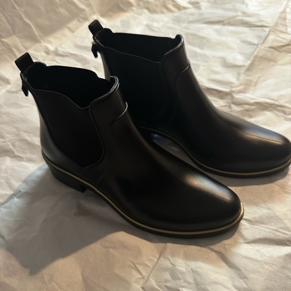 Kate Spade Black Ankle Booties with Gold Trim - Picture 3 of 14